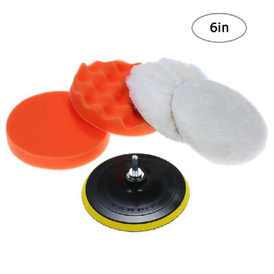 

6pcs 7〃 Car Foam Polishing Waxing Pad Kits Buffing Pad Polishing Wheel Sponge&Wool Buffing Pads Set with M14 Drill Adapter Thr