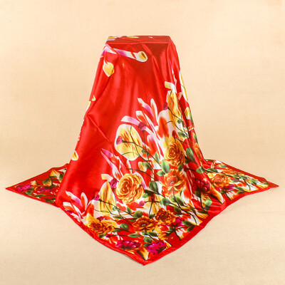 

Simulation silk scarf spot wholesale 90cm satin large square scarf Yiwu scarf factory direct sales special gift