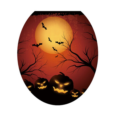

Halloween Props Decorations Toilet Seat Cover Sticker Waterproof Scary Horror Toilet Poster Stickers Bathroom Accessories