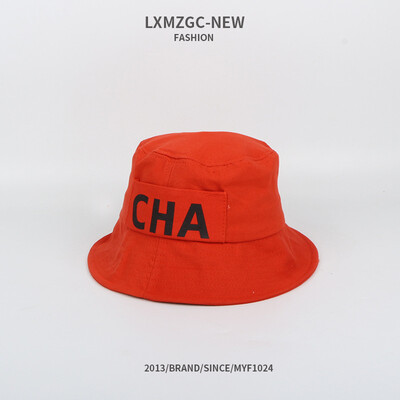 

2019 Korean version of the new adult hat hot sale candy-colored fisherman hat Japanese literary letter canvas flat basin hat
