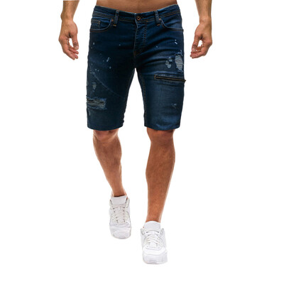 

Tailored Mens Skinny Denim Stylish Zipper Jeans Casual Holes Denim Pants