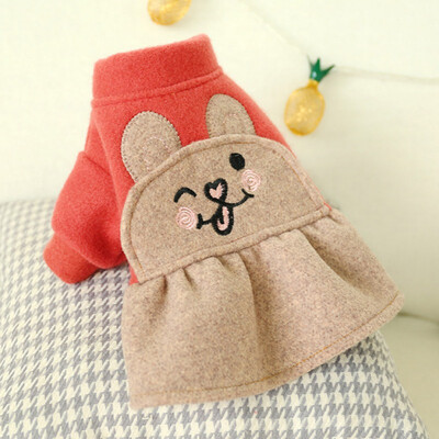 

Cute Little Princess Pink Dog Dress Pet Autumn Winter Warm Costume Rabbit Princess Dress For Small Dog Puppy Fashion Skirt
