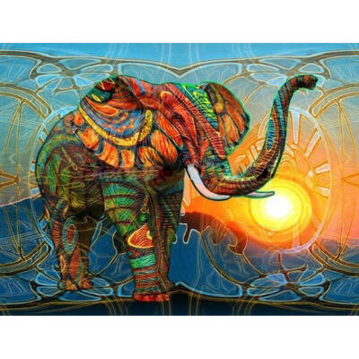 

5D DIY Full Drill Diamond Painting Ethnic Elephant Cross Stitch Embroidery