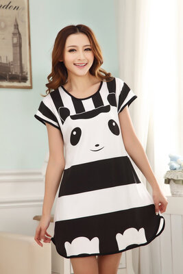 

Lovely Cute Women Casual Cartoon Nightwear Sleepwear Short Sleeve Sleep Dress