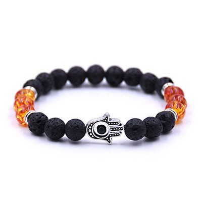 

Volcanic Rock Natural Stone Palm Eye Flanging Hand Cord Bracelet Unisex Pair Bracelet Hot Gift