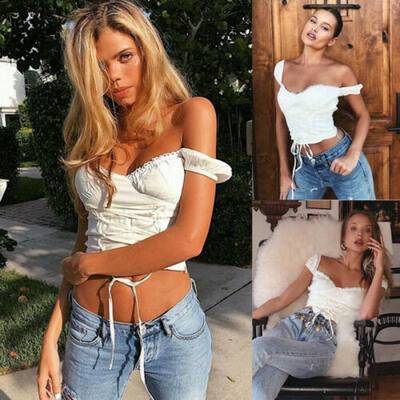 

Women Summer Casual Off Shoulder Tank Top Vest Blouse Sleeveless Crop Tops Shirt
