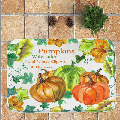 

〖Follure〗Thanksgiving Day Pumpkin lantern Entrance Door Bathroom Mat Indoor Bath Decor