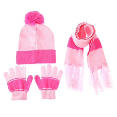 

3pcs Children Hat Scarf Gloves Set Warm Autumn Winter Baby Fashion Caps