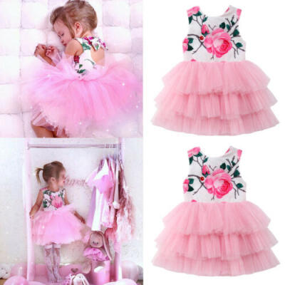 

Kids Baby Girl Dress Lace Floral Party Princess Dress Formal Dresses Clothes