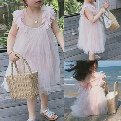 

Flower Girl Kids Baby Sleeveless Dress Princess Party Lace Tutu Casual Dresses