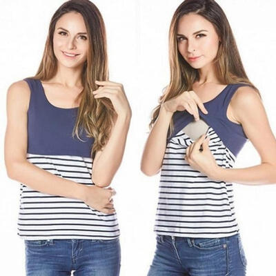 

Fashion Women Pregnant Maternity Striped Clothes Nursing Tops Mom Breastfeeding Vest T-Shirt Tee Tops Blouse