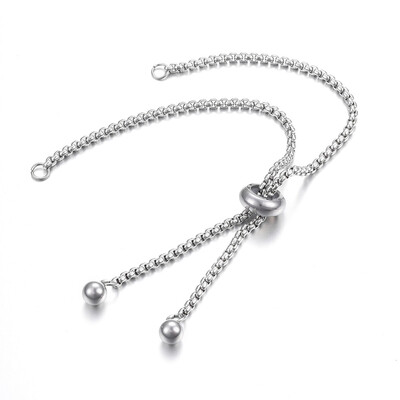

Adjustable 304 Stainless Steel Bracelet Makings Slider Bracelets Stainless Steel Color 9-12"24cm Hole 2mm Single Chain