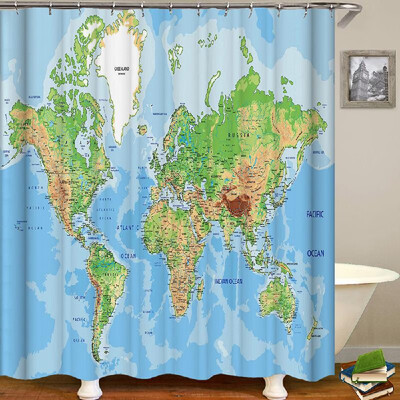 

Shower Curtain Simple Style Printed Blackout Curtains Waterproof Mildew-proof Bathroom Curtain 71"x71