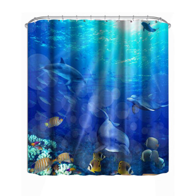 

3D Underwater World Dolphin Shower Curtain 3D Printing Shower 708 " 708