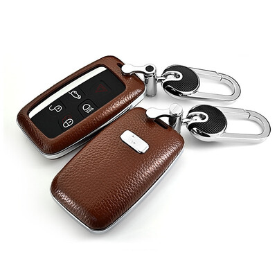 

Leather Car Key Case For Land Rover Range Rover Evoque Freelander 2 Discovery 34 Jaguar XF Car Key Cover Shell Car Keychain