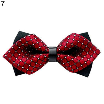 

Men Casual Sharp Corner Lattices Bow Tie Wedding Party Feast Adjustable Necktie