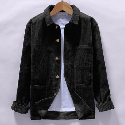 

Tailored Mens Autumn Fashion Shirts Casual Long Sleeve Solid Tops Corduroy Casual Blouse