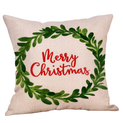 

Siaonvr Merry Christmas Pillow Cases Cotton Linen Sofa Cushion Cover Home Decor