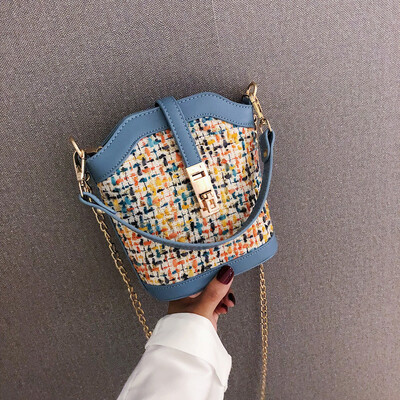 

Tailored Fashion Women Retro Leather Wool Bucket Bag Crossbody Bag Chain Shoulder Bags