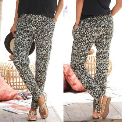 

Women High Waist Printing Tightness Easy Trousers Long Pants Sandy Beach Pants