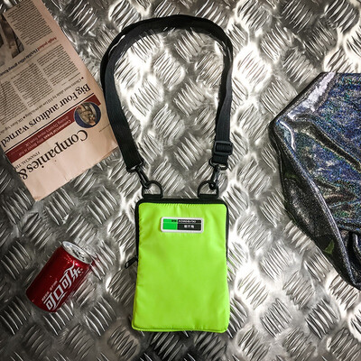 

Street trend vertical fluorescent color small square bag men&women sports casual shoulder Messenger bag Oxford cloth