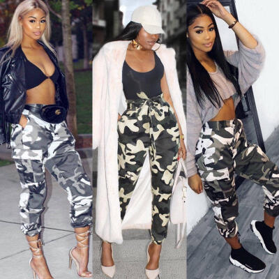 

2018 Womens Camo Cargo Trousers Casual Pants Military Army Combat Camouflage Jeans