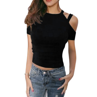 

Women Summer tshirt Concise Casual All-match Solid Color Slim Fit Short Sleeve T-shirts