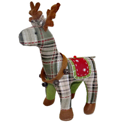 

Tailored Christmas Red Scotland Plaid Deer Elk Stuffed Toys Plush Toy Doll Christmas Gift