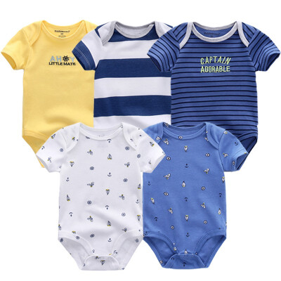 

5Pcslot Babywear Unisex Baby Girls Clothes Bodysuits Short Sleeve Solid Baby Boys Clothes Rompers Cotton For Babies Newborn 0-12M