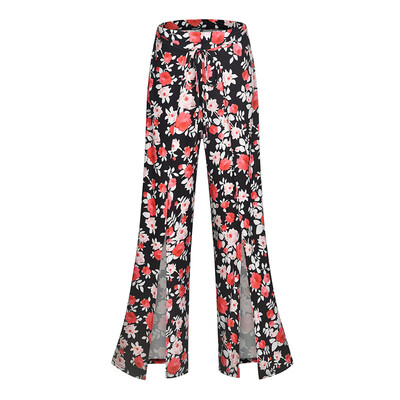 

Women High Split Pants Harem Palazzo Ladies Leopard Floral Dot Wide Leg Trousers
