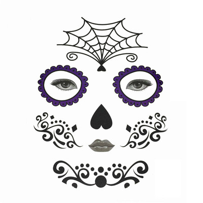

〖Follure〗Halloween Temporary Face Art Waterproof Mask Sugar Skull Tattoo Beauty Sticker