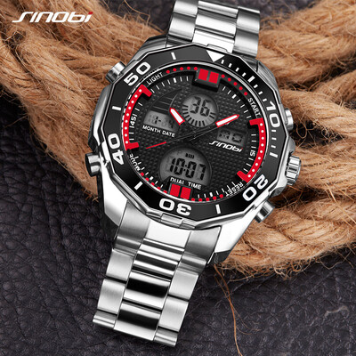 

Gobestart Stylish Geometric Surface Layered Surface Double Display Mens Sports Watch