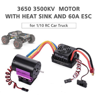 

HobbyFans 3650 3500KV Brushless Motor with Heat Sink&60A ESC with BEC Waterproof for 110 RC Car Truck