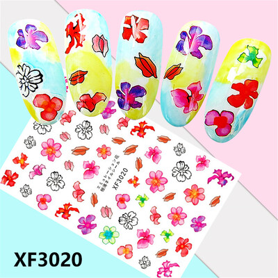 

Toponeto Fresh Style Flower Print 3D Nail Art Stickers Manicure Adhesive Transfer Decals