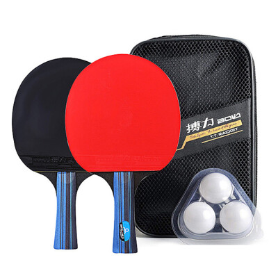 

Table Tennis Racket Set 2 Ping Pong Paddles&3 Ping Pong Balls Storage Pouch