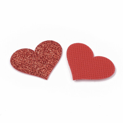

Glitter PU Patches with Non Woven Fabric Back&Sponge Inside Heart Red 28x3536x3mm