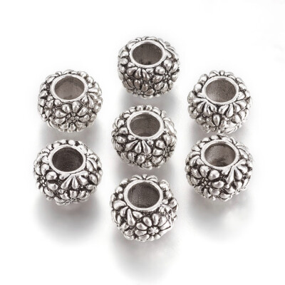 

Alloy European Large Hole Beads Rondelle with Flower Antique Silver 115x7mm Hole 45mm