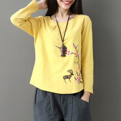 

Tailored Women Fashion Flower Pattern Print Casual T-Shirt Long Sleeve Tops