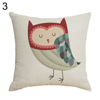 

Cute Owl Linen Throw Pillow Case Cushion Cover Sofa Bed Car Cafe Office Decor