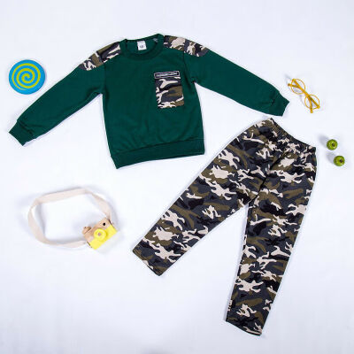 

Sweet Newborn Baby Boy Kid Camouflage Long-sleeved Top Pants Outfit Clothes