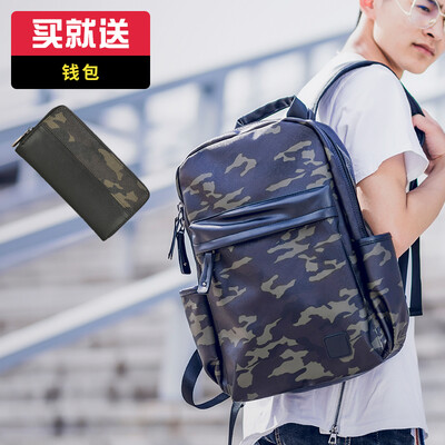 

Ai Biao Backpack Shoulder Bag Mens Fashion Travel Bag Camouflage College StudentsLeisure School Bag Korean Computer Bag