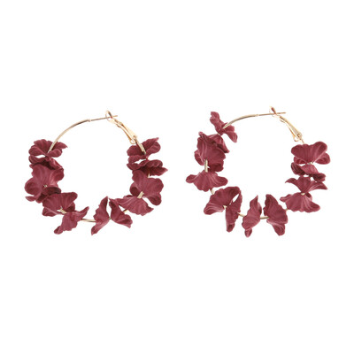 

Elegant Fabric Flower Drop Earrings Colourful Petal Alloy Ear Circle Big Earrings Charm For Women