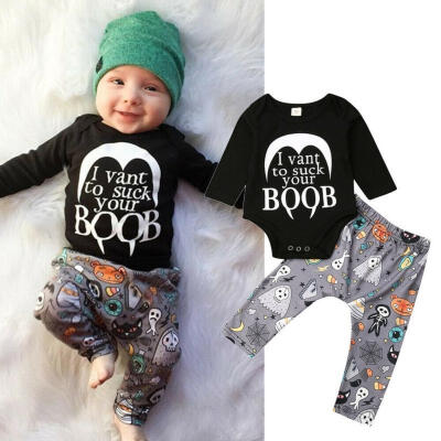 

Halloween Newborn Infant Baby Boy Clothes Cotton Tops Romper Pants Leggings Outfits Age For 0-18 Months