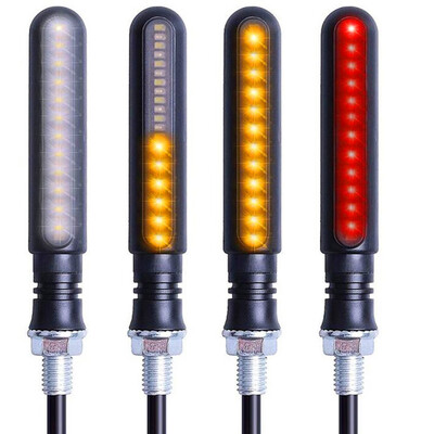 

4X Motorcycle Flowing LED Turn Signal Indicator White DRL Flash Brake Light