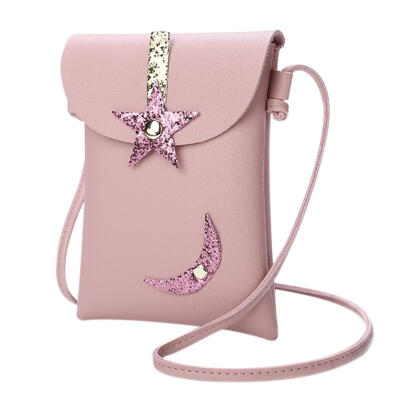 

Women Mini Phone Coin Messenger Handbag PU Leather Star Sequin Shoulder Bag