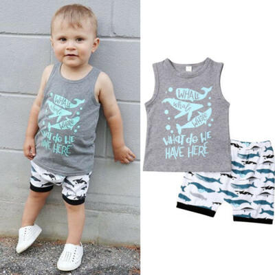 

US Summer Newborn Kid Baby Boy Casual Clothes Vest Top Shorts Pants 2Pcs Outfits