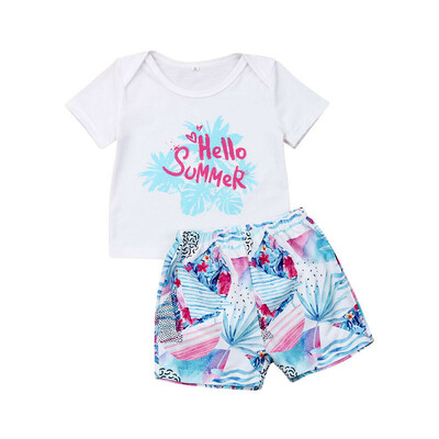 

2pcs Toddler Baby Boys Girls Tops T-shirt Floral Shorts Outfits Clothes