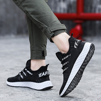 

2019 summer new Korean version of the trend of breathable student canvas shoes boys sports&leisure running shoes flying woven shoes