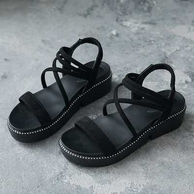 

Ins Sandals Girl Summer Baitao Student Flat Bottom Thick Bottom Fairy Wind Gentle Sandals Tide