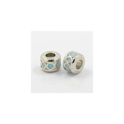 

Alloy European Beads Enamel Platinum Color Lead Free&Cadmium Free Blue Column 10mm in diameter 7mm thick hole 45mm